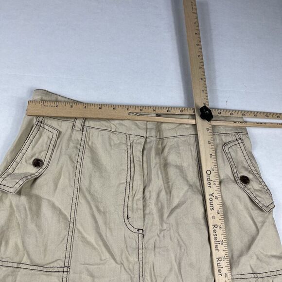 Calvin Klein Womens Utility Pencil Skirt Tan Knee Length Safari Casual Size 16 - Picture 6 of 9
